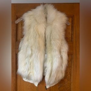White/Cream Faux Fur Vest w/ silky lining